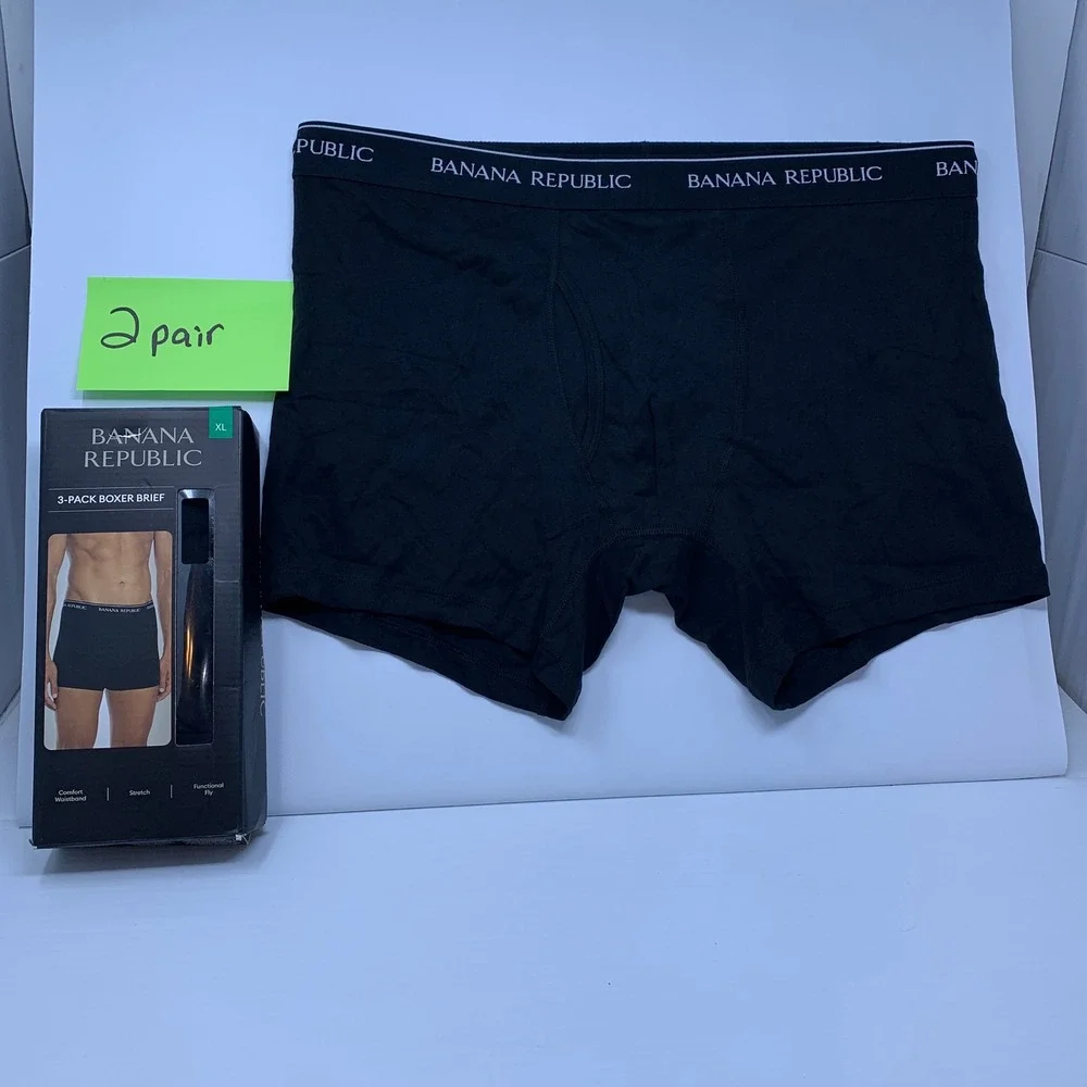 Banana Republic Mens XL Black 2-Pack Stretch Cotton Blend Boxer Briefs